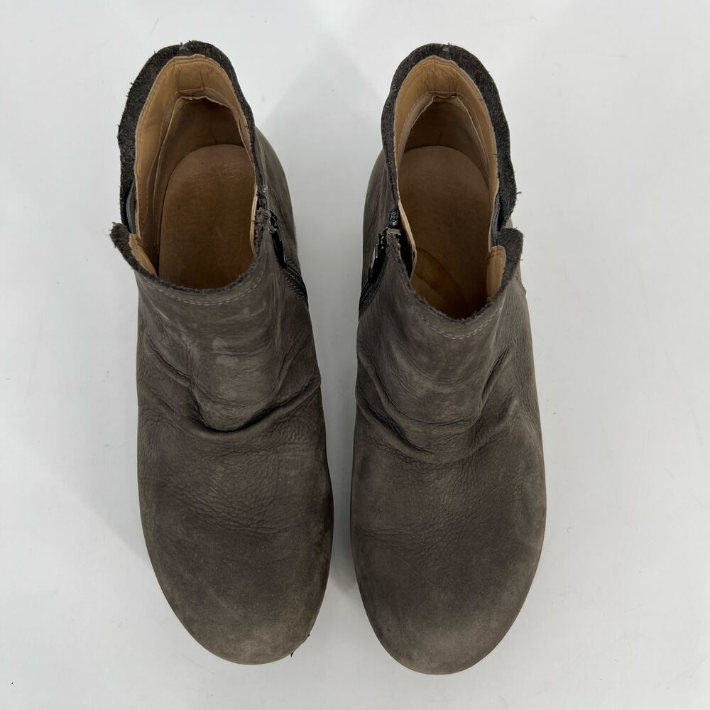 Dansko Caley Wedge Bootie Womens EU 41 US 10.5-11 Gray Nubuck Leather Ruched - Picture 3 of 15